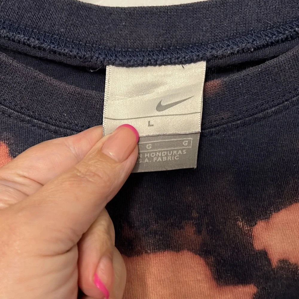 Vintage Nike Crop Top T-shirt Tie Dye Cotton Women Size L Y2K